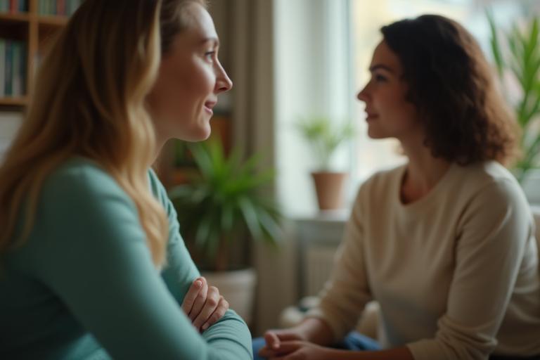 Counselor providing confidential HIV support in a private setting